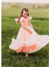 Peach Tulle Latest Flower Girl Dress